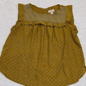 LOFT Olive Green Blouse with Dotted Pattern